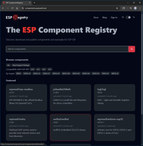 Snapshot of the ESP Component Registry page highlighting wolfSSL v5.8.2